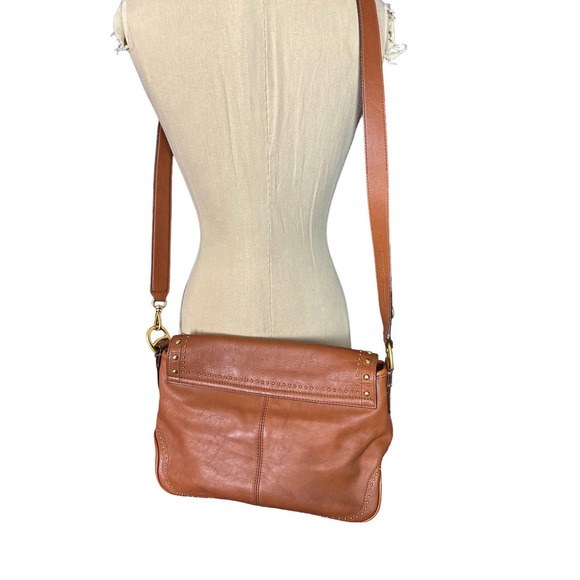 Lauren RLL Ralph Lauren Carmel Brown Saddle  Bag Crossbody Cow Leather Bag - Picture 2 of 7